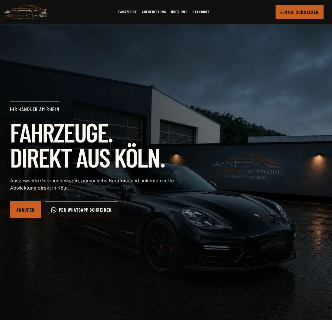 Von SYTE gestaltete Website von RheinPark Automobile
